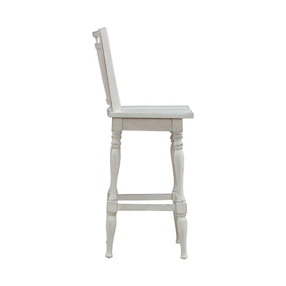 Magnolia Manor - Spindle Back Swivel Bar Stool - Antique White & Weathered Bark - Hornell Furniture Outlet