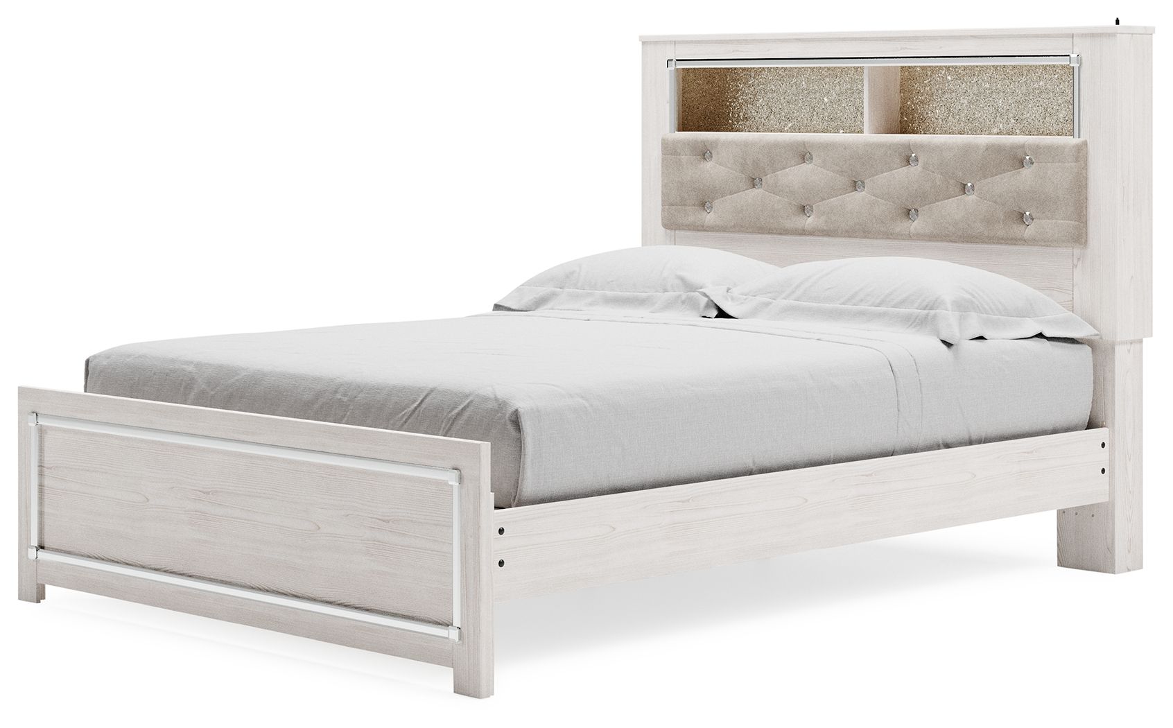 Altyra - White - Queen Panel Bookcase Bed With Roll Slats - Hornell Furniture Outlet