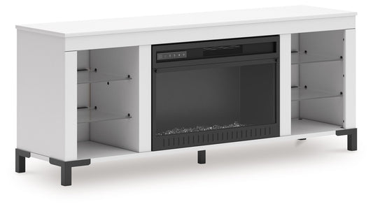 Brollevi - White - TV Stand With Fireplace - Hornell Furniture Outlet