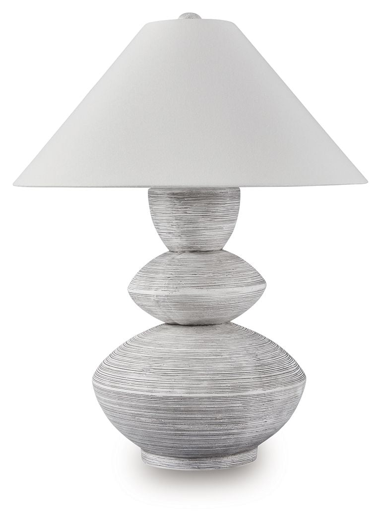 Brickdon - Distressed White - Poly Table Lamp - Hornell Furniture Outlet