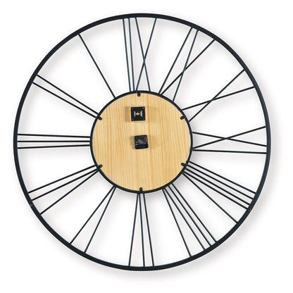 Brockett - Wall Clock - Black / Natural - Hornell Furniture Outlet