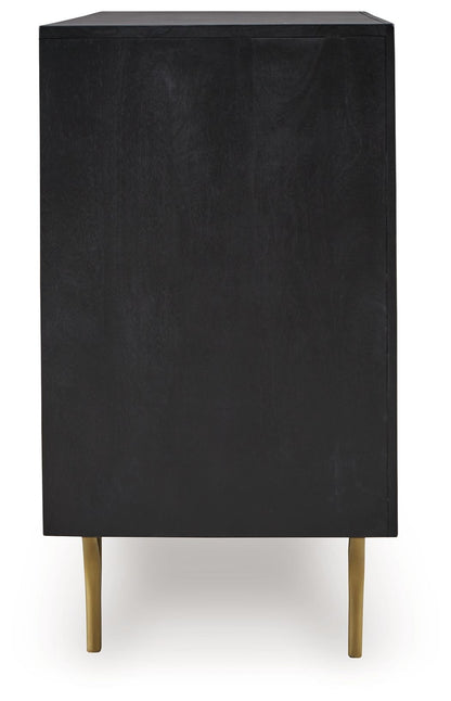 Tayner - Black / Gold Finish - Accent Cabinet - Hornell Furniture Outlet