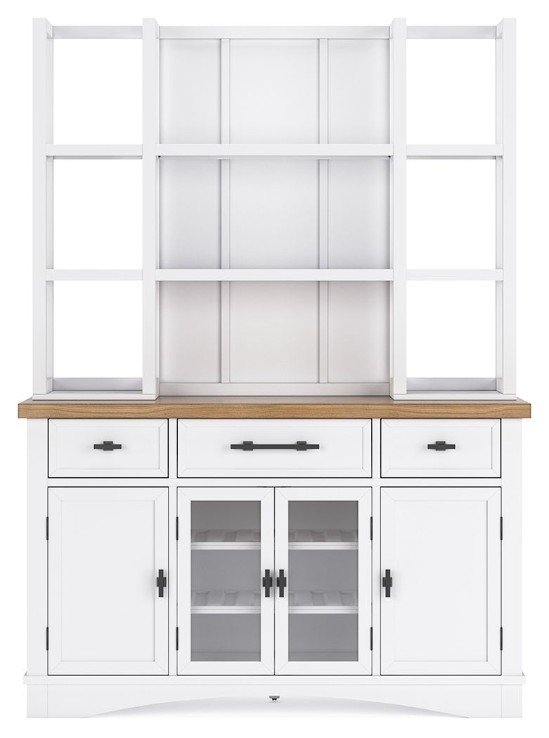 Ashbryn - White / Natural - Dining Server And Hutch - Hornell Furniture Outlet