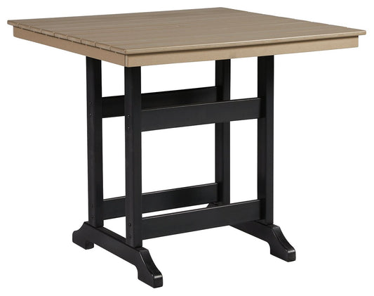 Fairen Trail - Black / Driftwood - Square Counter TBL w/Umb OPT - Hornell Furniture Outlet