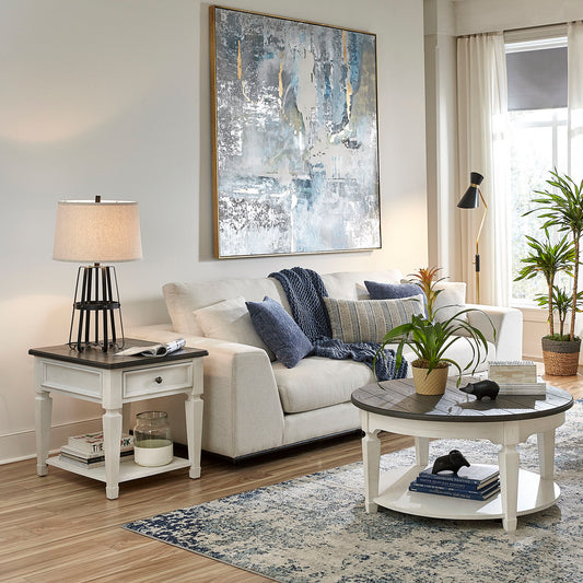 Allyson Park - 3 Piece Living Room Set (Round Cocktail Table) - White - Hornell Furniture Outlet