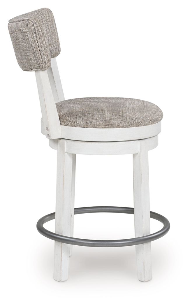 Robbinsdale - Antique White - Upholstered Swivel Barstool (Set of 2) - Hornell Furniture Outlet
