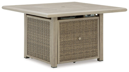 Cliff Trails - Beige - Square Fire Pit Table - Hornell Furniture Outlet
