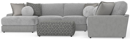 Canyon - 4 Piece Sectional With Cuddler Seat Cushions, Included Accent Pillows And Cocktail Ottoman (Left Side Facing Chaise) - Platinum - Hornell Furniture Outlet