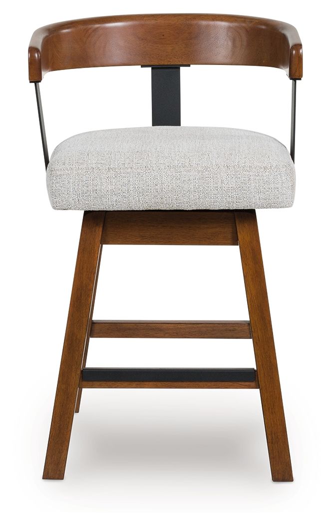 Ralene - Medium Brown - Upholstered Swivel Barstool (Set of 2) - Hornell Furniture Outlet