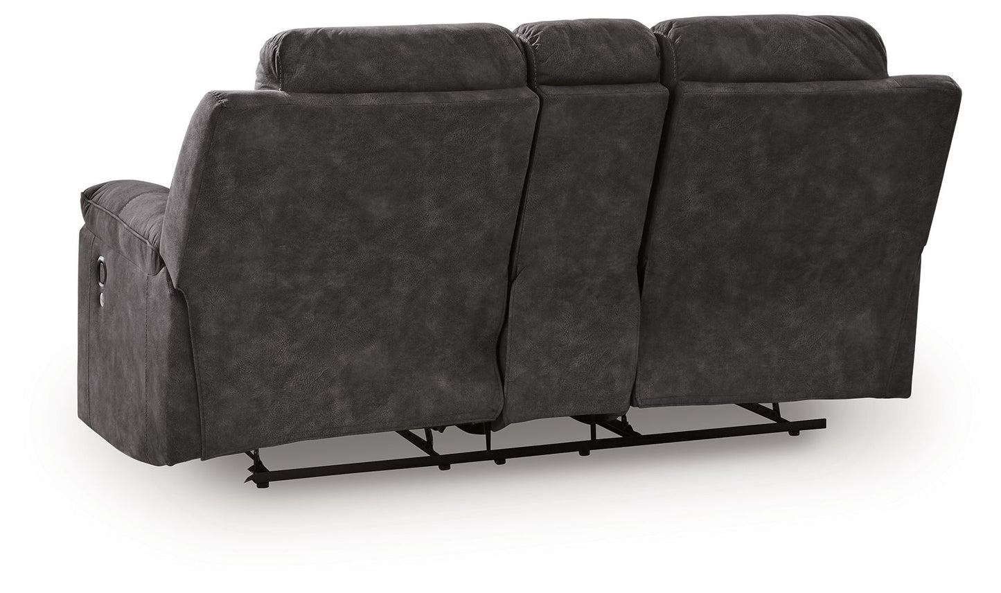 Brysonview - Double Reclining Loveseat With Console - Charcoal - Hornell Furniture Outlet