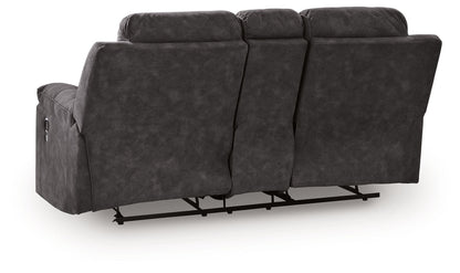 Brysonview - Double Reclining Loveseat With Console - Charcoal - Hornell Furniture Outlet