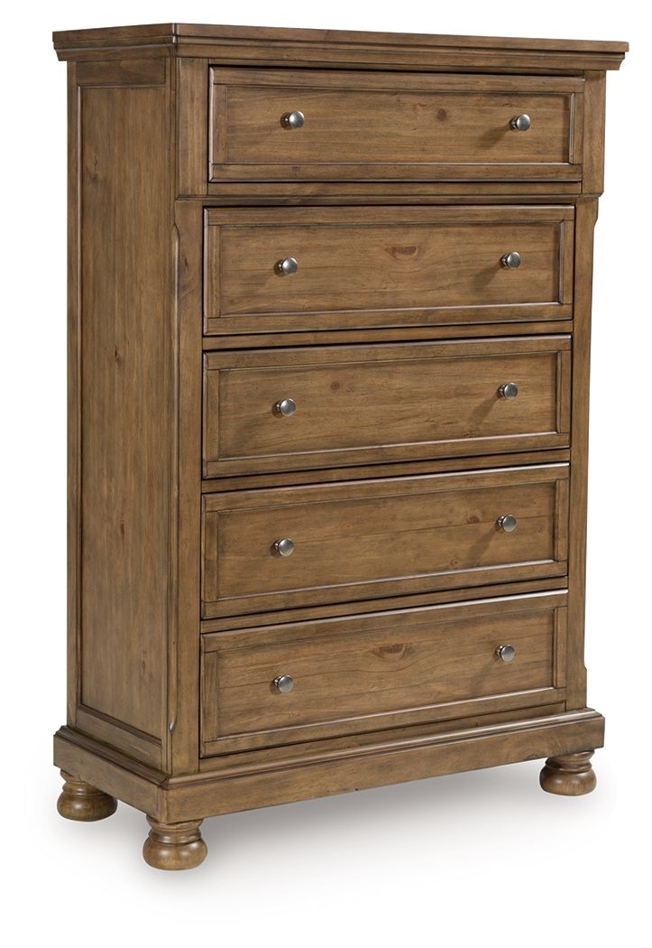 Feddinger - Medium Brown - Five Drawer Chest - Hornell Furniture Outlet