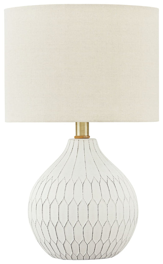 Wardmont - White - Ceramic Table Lamp - Hornell Furniture Outlet