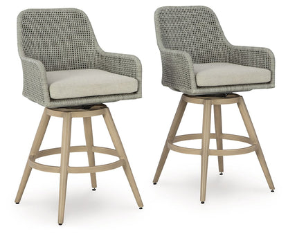 Seton Creek - Beige / Gray - Barstool With Cushion (Set of 2) - Hornell Furniture Outlet