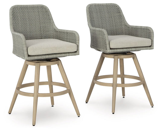 Seton Creek - Beige / Gray - Barstool With Cushion (Set of 2) - Hornell Furniture Outlet