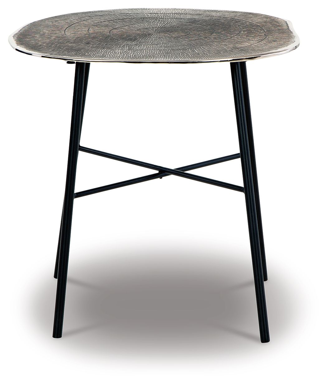 Laverford - Round End Table - Chrome / Black - Hornell Furniture Outlet
