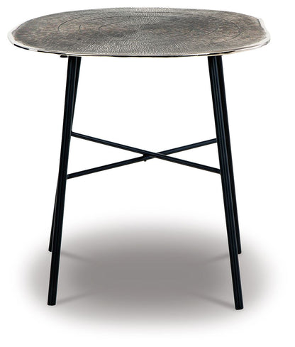 Laverford - Round End Table - Chrome / Black - Hornell Furniture Outlet