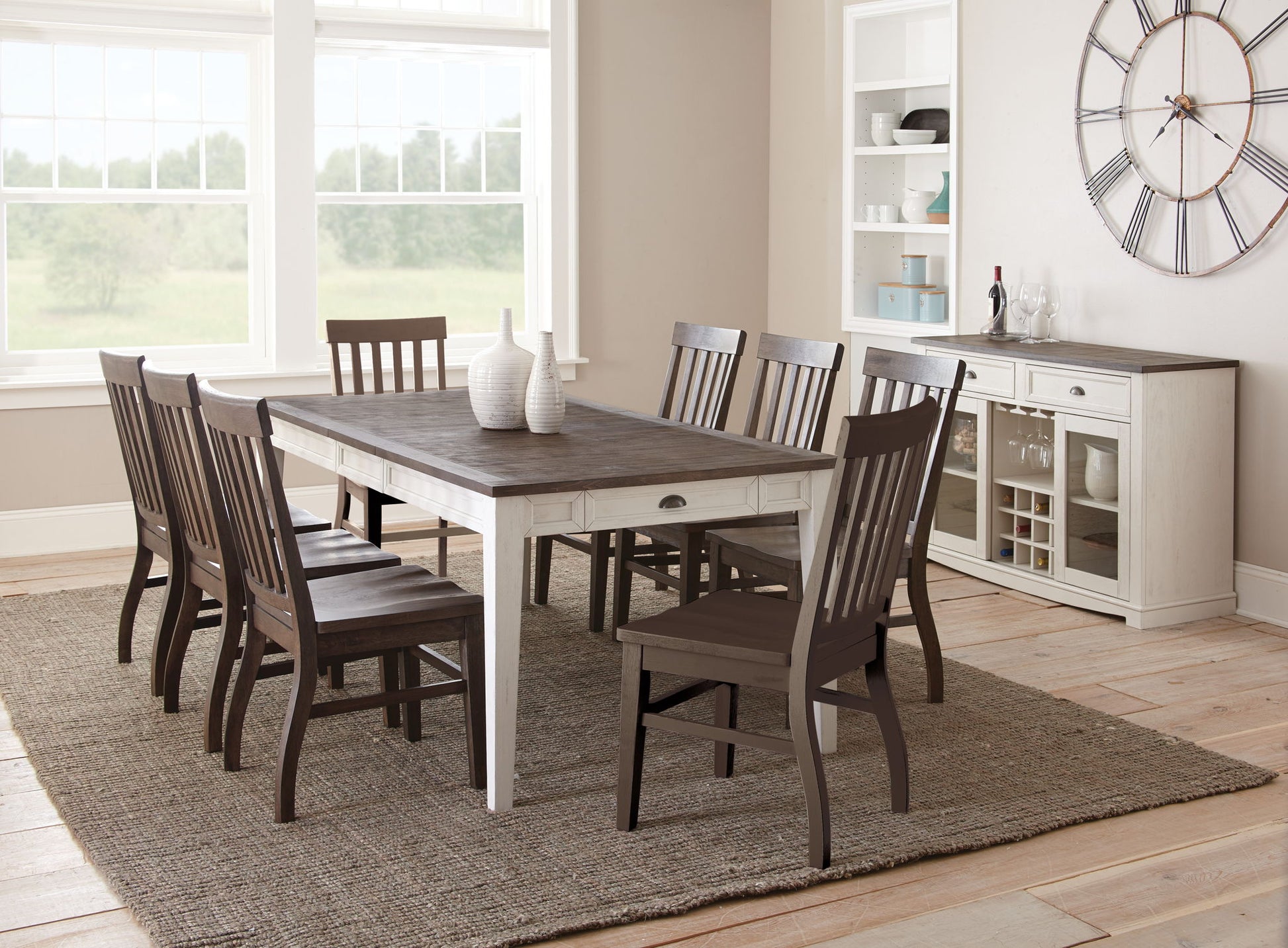 Cayla - Table - Dark Oak & White - Hornell Furniture Outlet