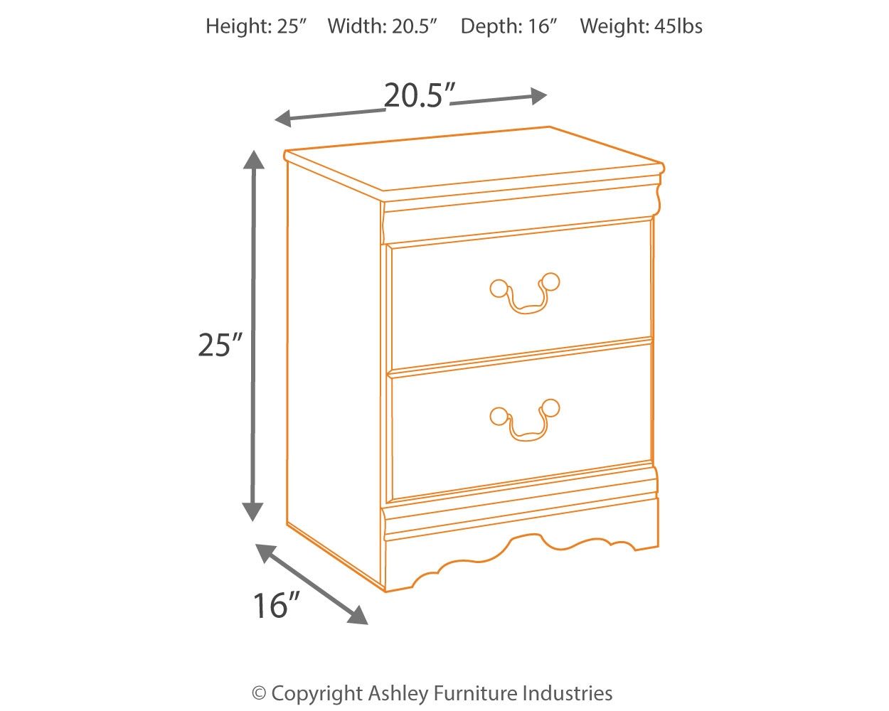 Huey Vineyard - Black - Two Drawer Night Stand - Hornell Furniture Outlet