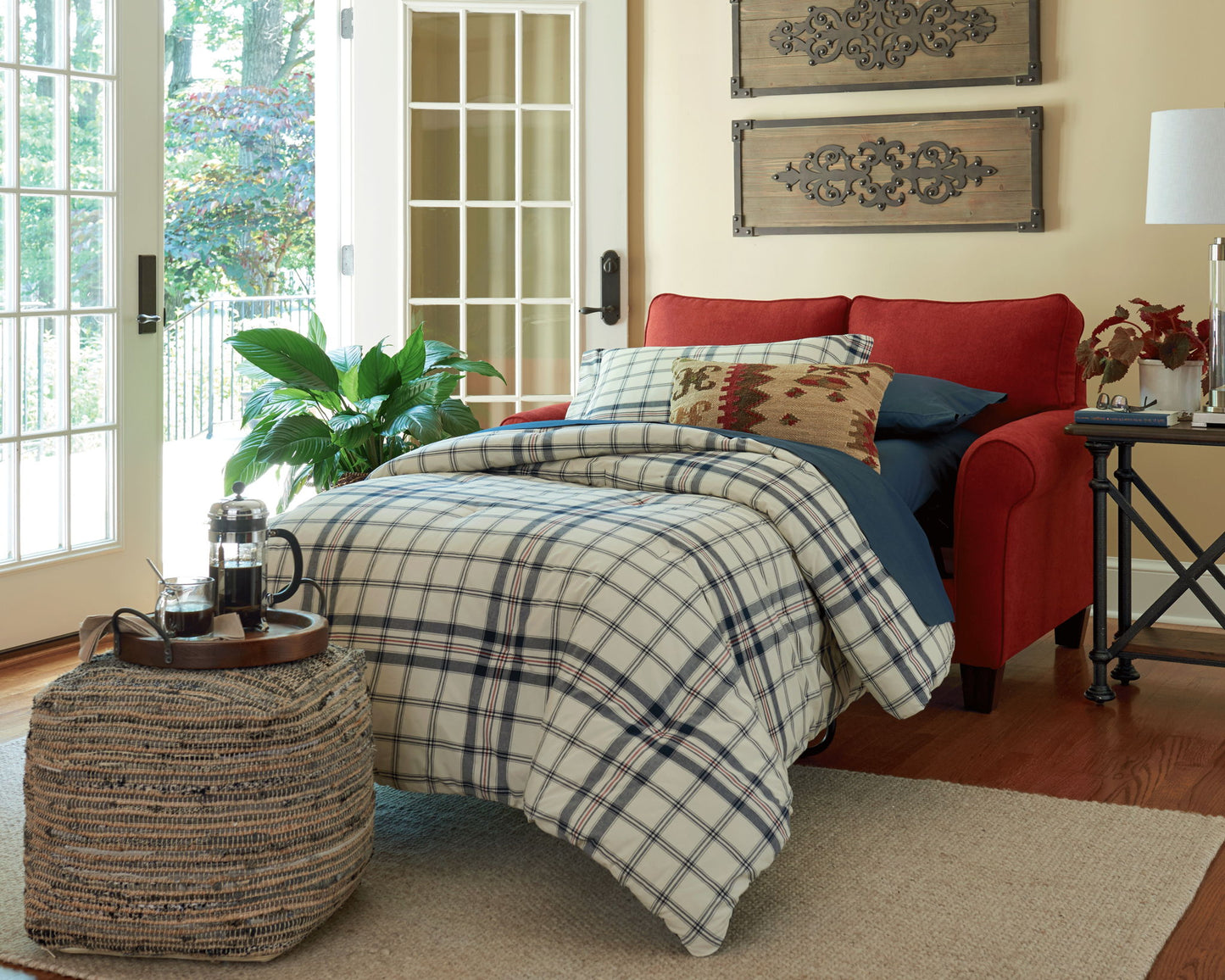 Absalom - Denim - Pouf - Hornell Furniture Outlet