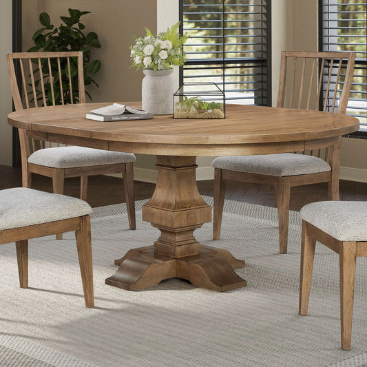 Haven Hills - Pedestal Table Set - Camel Beige - Hornell Furniture Outlet