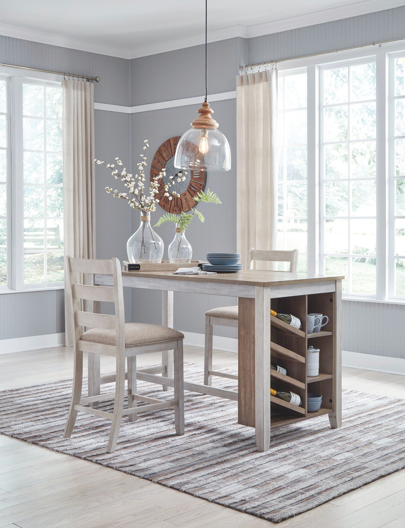 Skempton - White - Rectangular Counter Table With Storage - Hornell Furniture Outlet