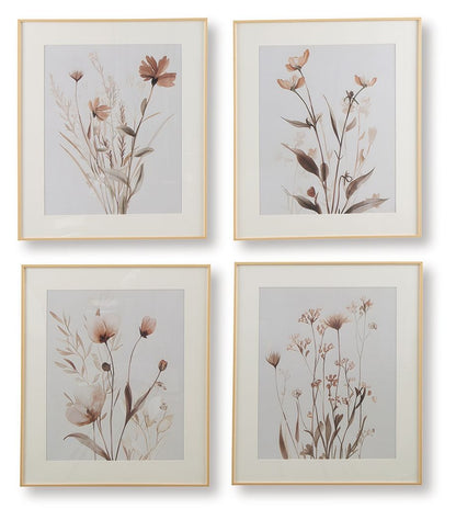 Chettings - Beige / Gray / Blush - Wall Art Set (Set of 4) - Hornell Furniture Outlet