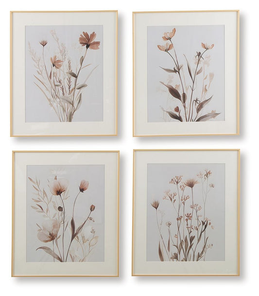 Chettings - Beige / Gray / Blush - Wall Art Set (Set of 4) - Hornell Furniture Outlet