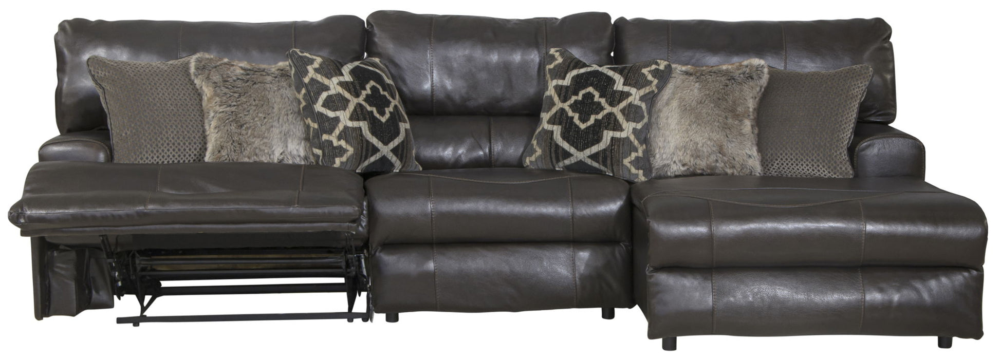 Como - 3 Piece Italian Leather Match Reclining Sectional - Hornell Furniture Outlet