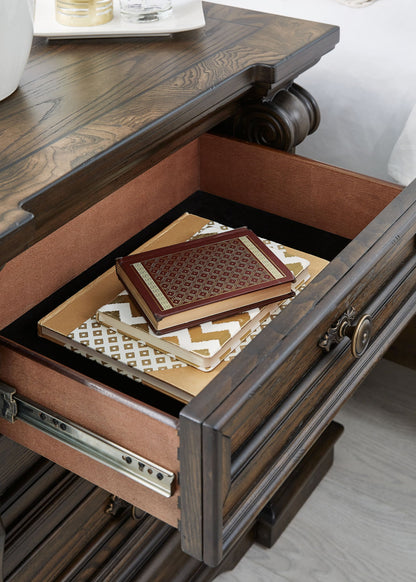 Maylee - Dark Brown - Three Drawer Night Stand - Hornell Furniture Outlet