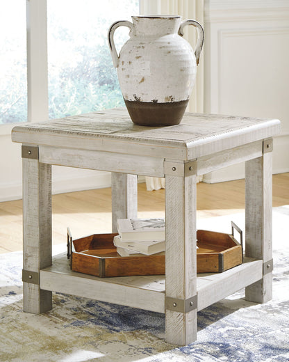Carynhurst - White Wash Gray - Rectangular End Table - Hornell Furniture Outlet