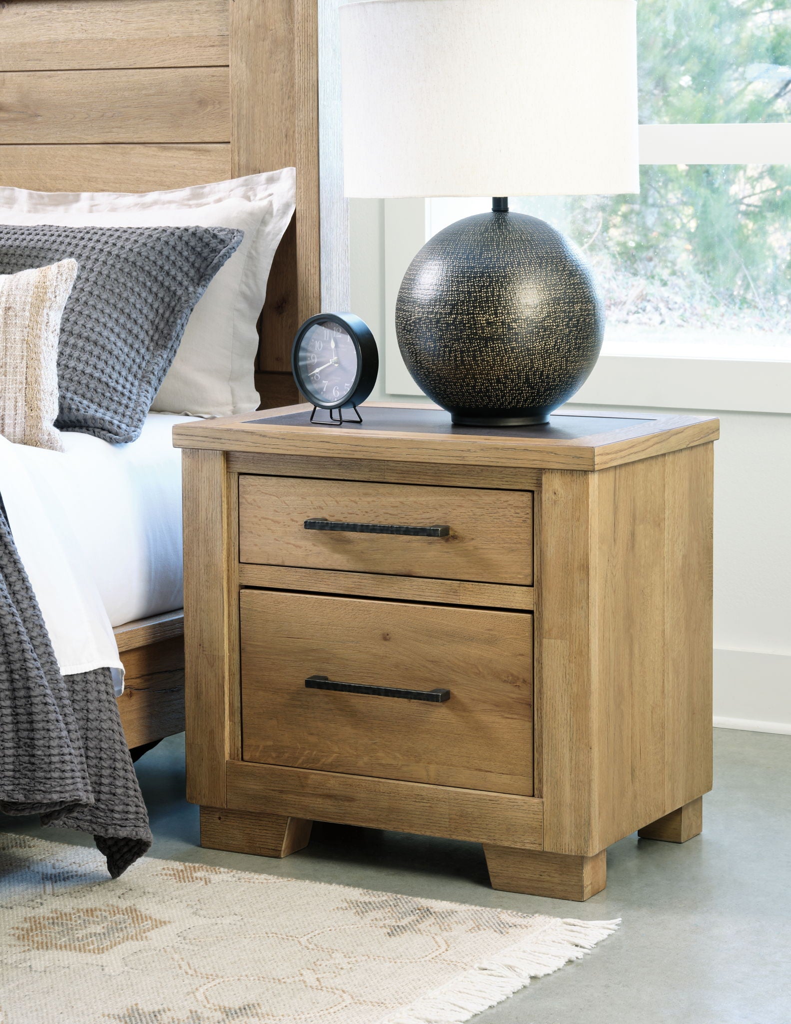 Galliden - Light Brown - Two Drawer Night Stand - Hornell Furniture Outlet