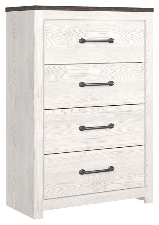 Gerridan - White / Gray - Four Drawer Chest - Hornell Furniture Outlet