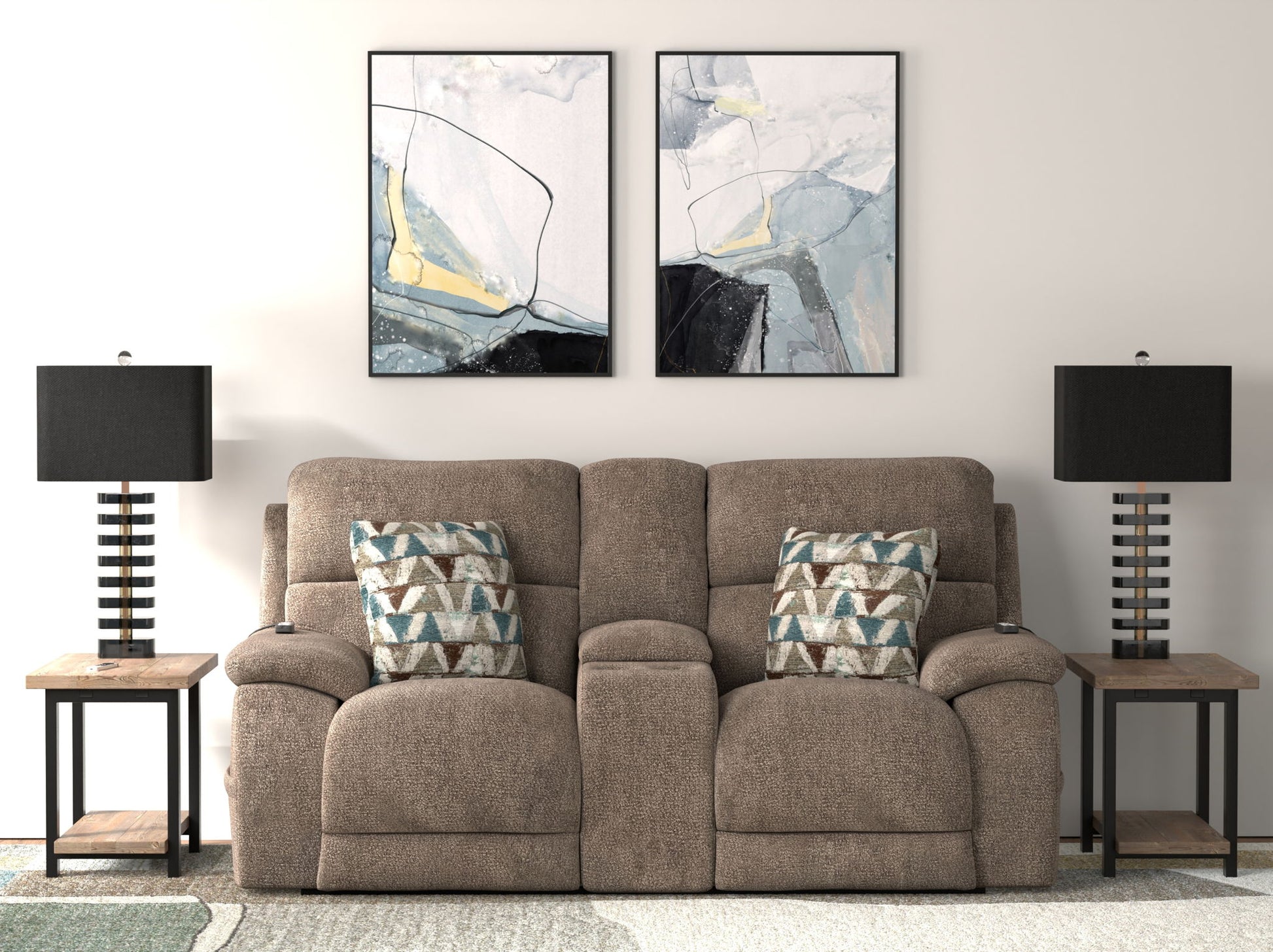 Joya - Power Zero Gravity Reclining Console Loveseat With Power Adjustable Headrest And CR3 Heat/Massage/Lumbar/ZG - Mushroom - Hornell Furniture Outlet