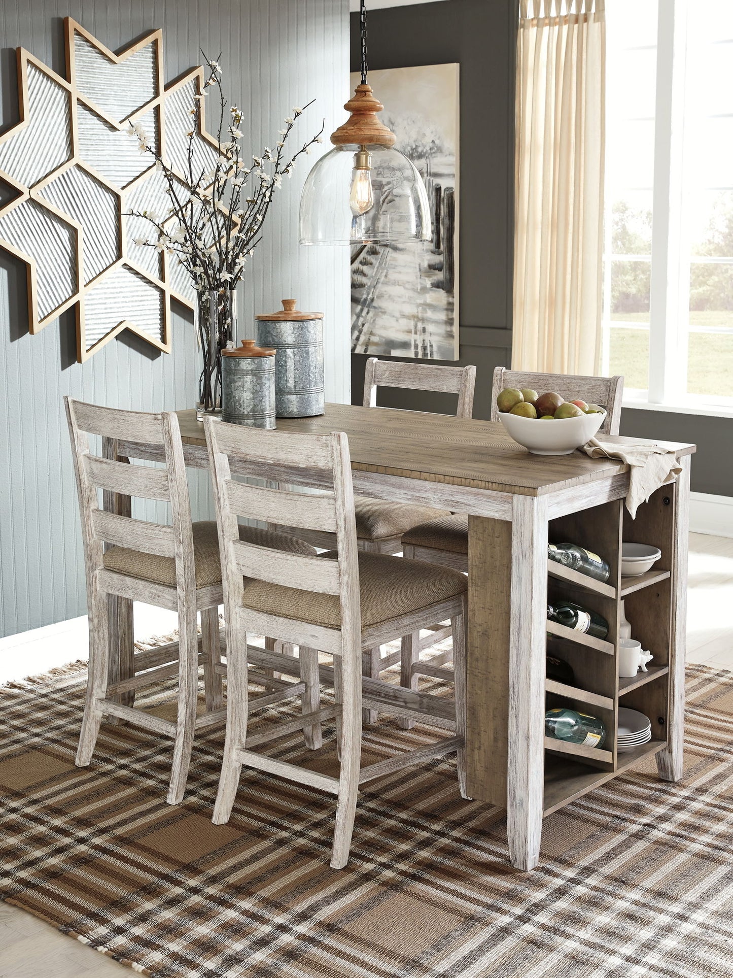 Skempton - Rectangular Counter Table With Storage - White - Hornell Furniture Outlet