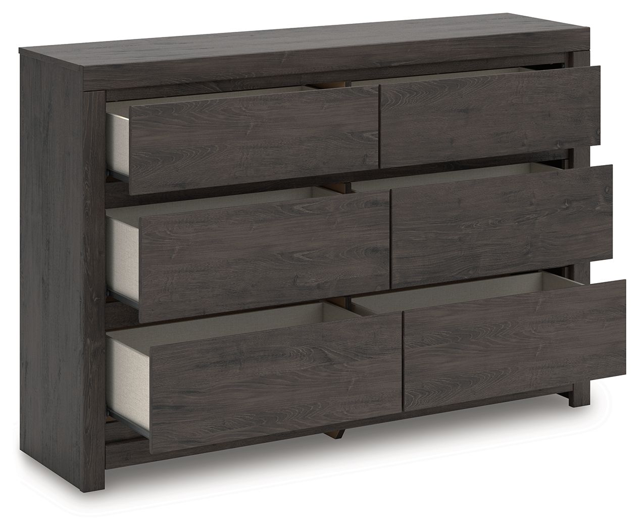 Fraluna - Charcoal - Six Drawer Dresser - Hornell Furniture Outlet