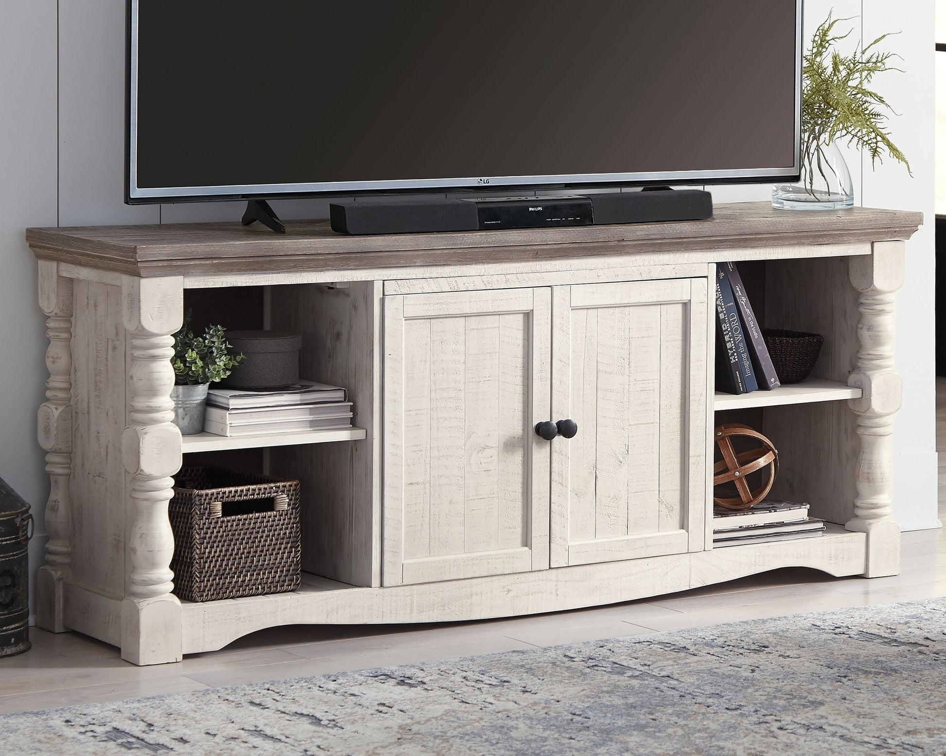 Havalance - Brown / Beige - 4 Pc. - Entertainment Center - 67" TV Stand - Hornell Furniture Outlet