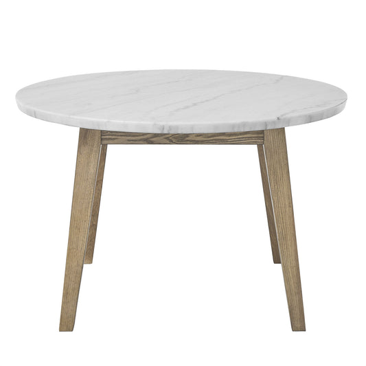 Vida - Marble Top Round Dining Table - White - Hornell Furniture Outlet