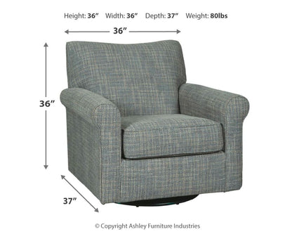 Renley - Ash - Swivel Glider Accent Chair - Hornell Furniture Outlet