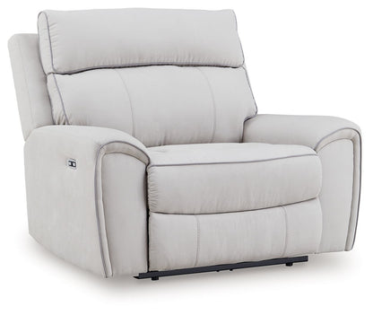 Social Pointe - Pearl / Ash - Power Recliner / Adjustable Headrest - Hornell Furniture Outlet