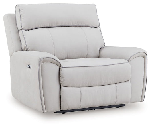 Social Pointe - Pearl / Ash - Power Recliner / Adjustable Headrest - Hornell Furniture Outlet