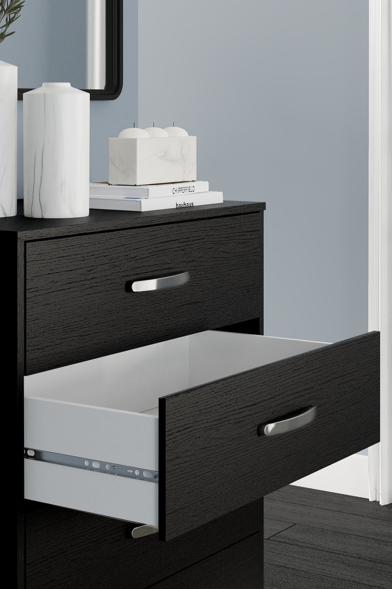 Finch - Black - Five Drawer Chest - 46" Height - Hornell Furniture Outlet