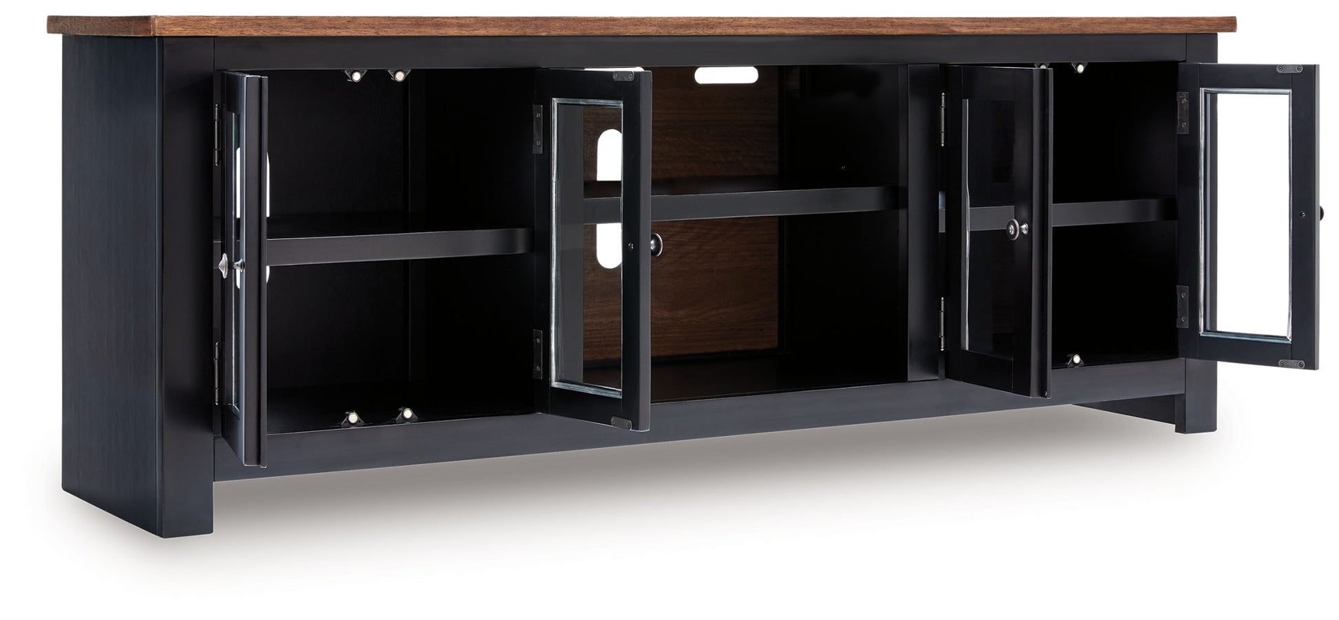 Wildenauer - Brown / Black - XL TV Stand With Fireplace Option - Hornell Furniture Outlet