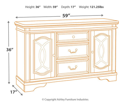 Realyn - Chipped White - Dining Room Server - Hornell Furniture Outlet