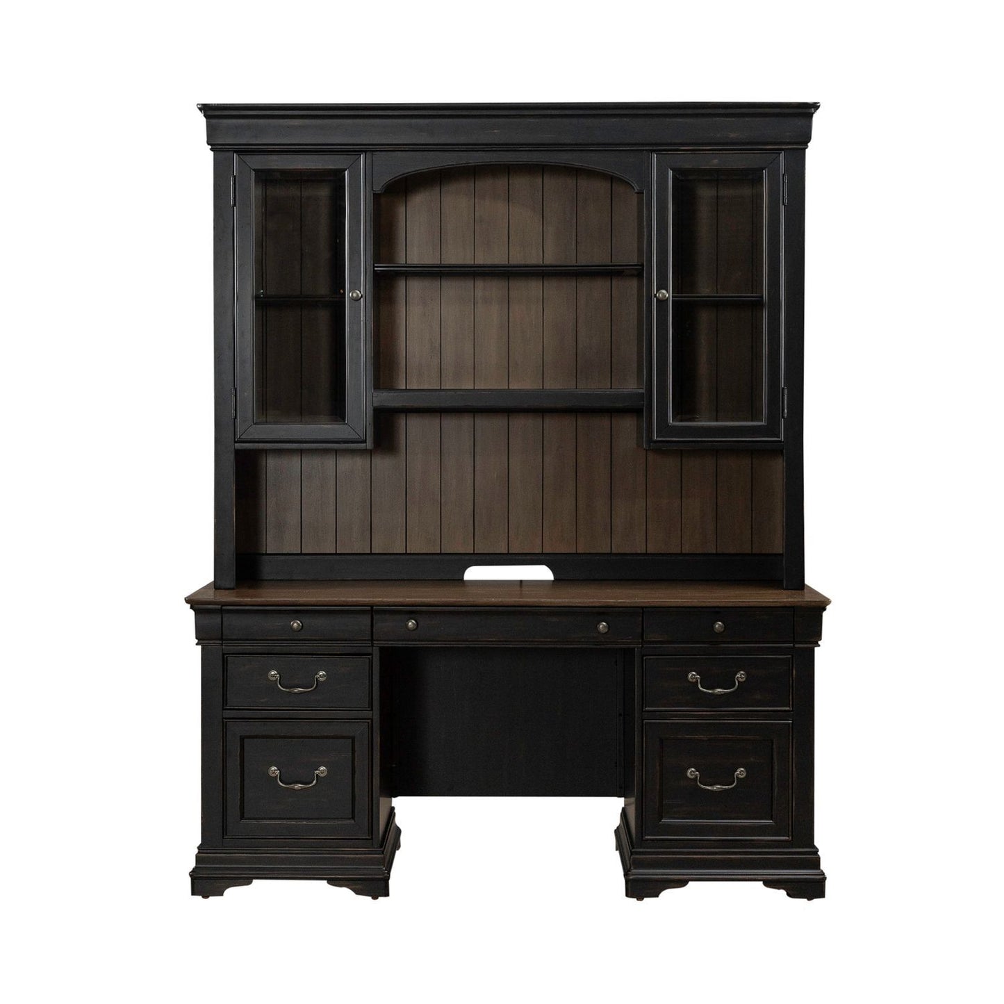 Meritage - Credenza & Hutch - Black - Hornell Furniture Outlet