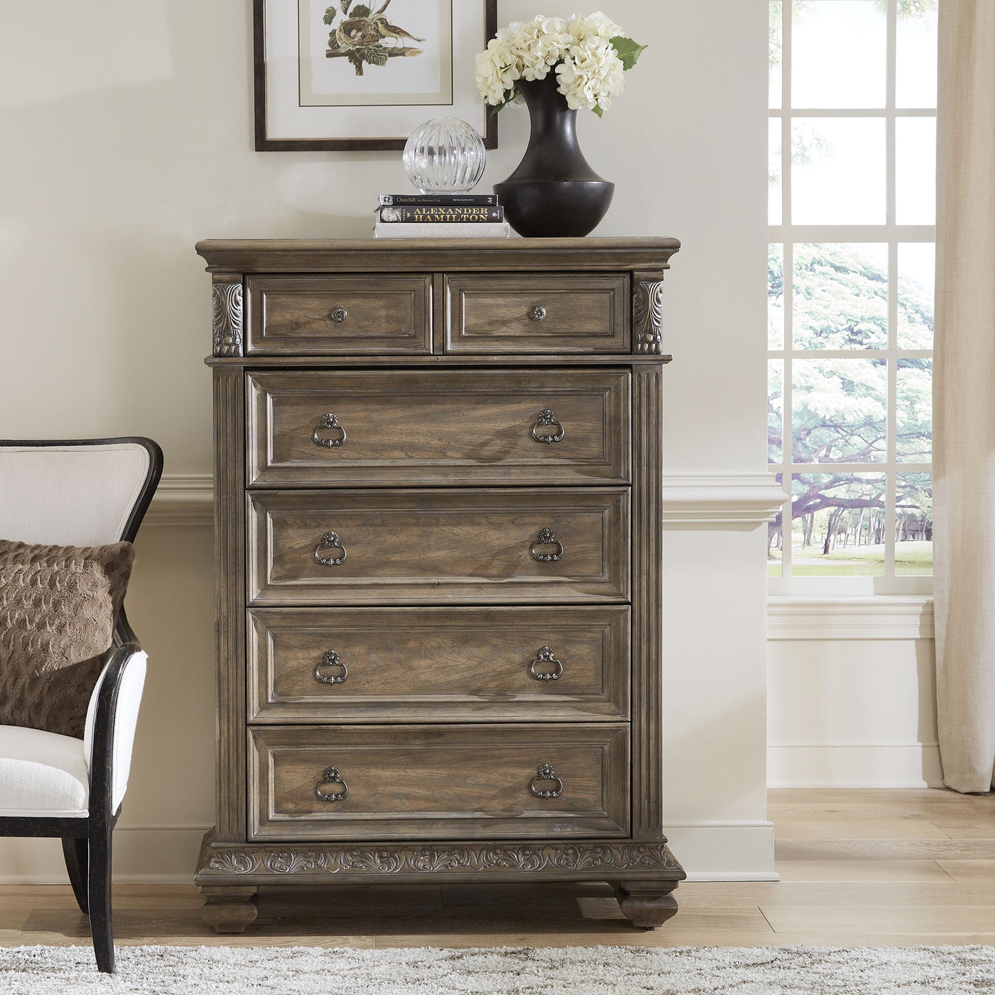 Carlisle Court - 5 Drawer Chest - Medium Brown - Hornell Furniture Outlet