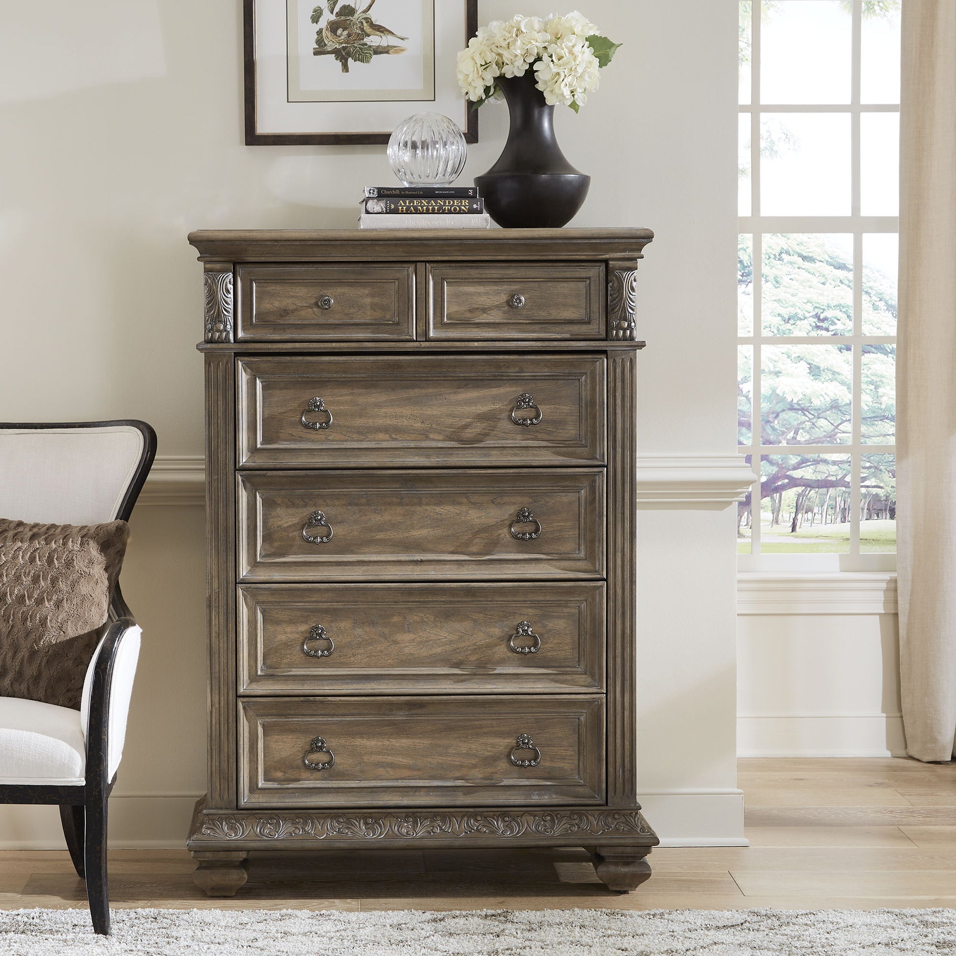 Carlisle Court - 5 Drawer Chest - Medium Brown - Hornell Furniture Outlet