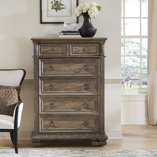 Carlisle Court - 5 Drawer Chest - Medium Brown - Hornell Furniture Outlet