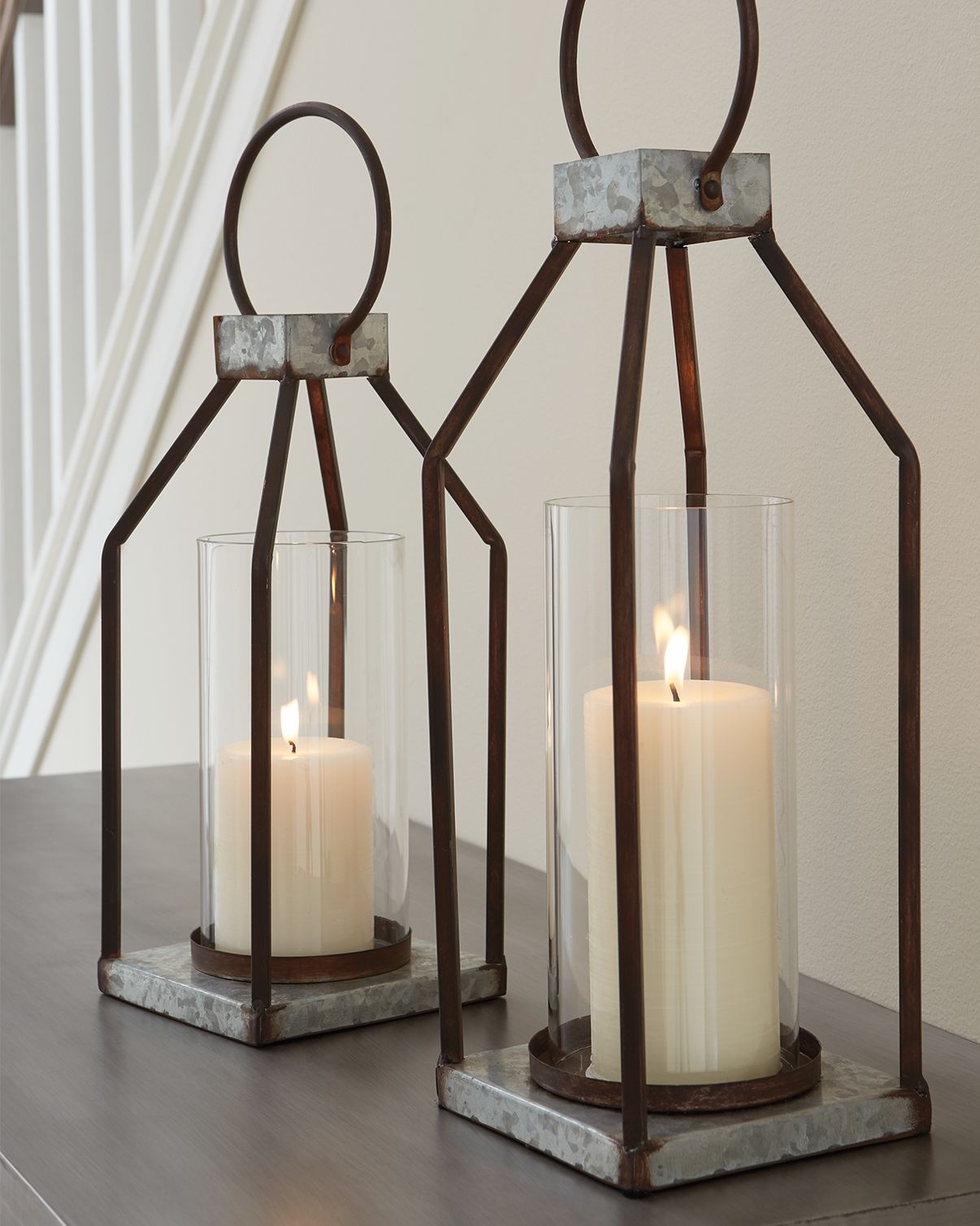 Diedrick - Gray / Black - Lantern Set (Set of 2) - Hornell Furniture Outlet