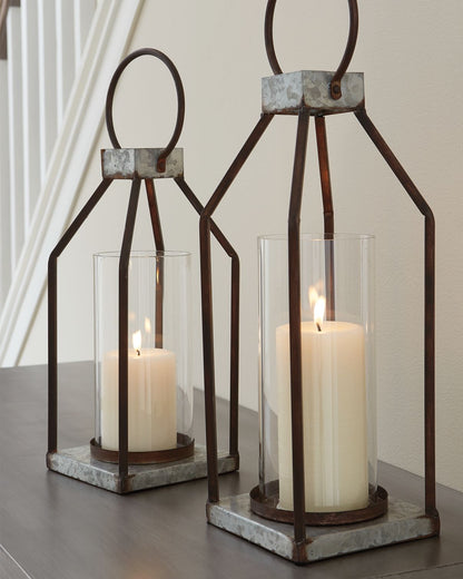 Diedrick - Gray / Black - Lantern Set (Set of 2) - Hornell Furniture Outlet